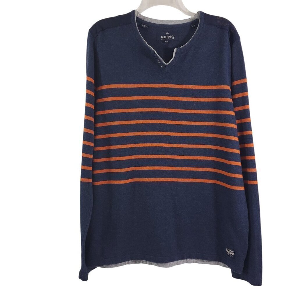 Buffalo David Bitton Men's V-Neck Dark Blue Pullover Sweater - Size XL